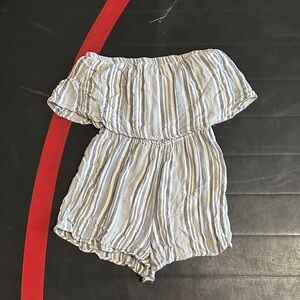 Rue21 Blue and White Striped Off-Shoulder Romper